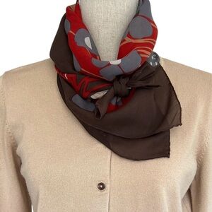 Bayron Art To Wear Brown Earthy Print Scarf 32 x 33